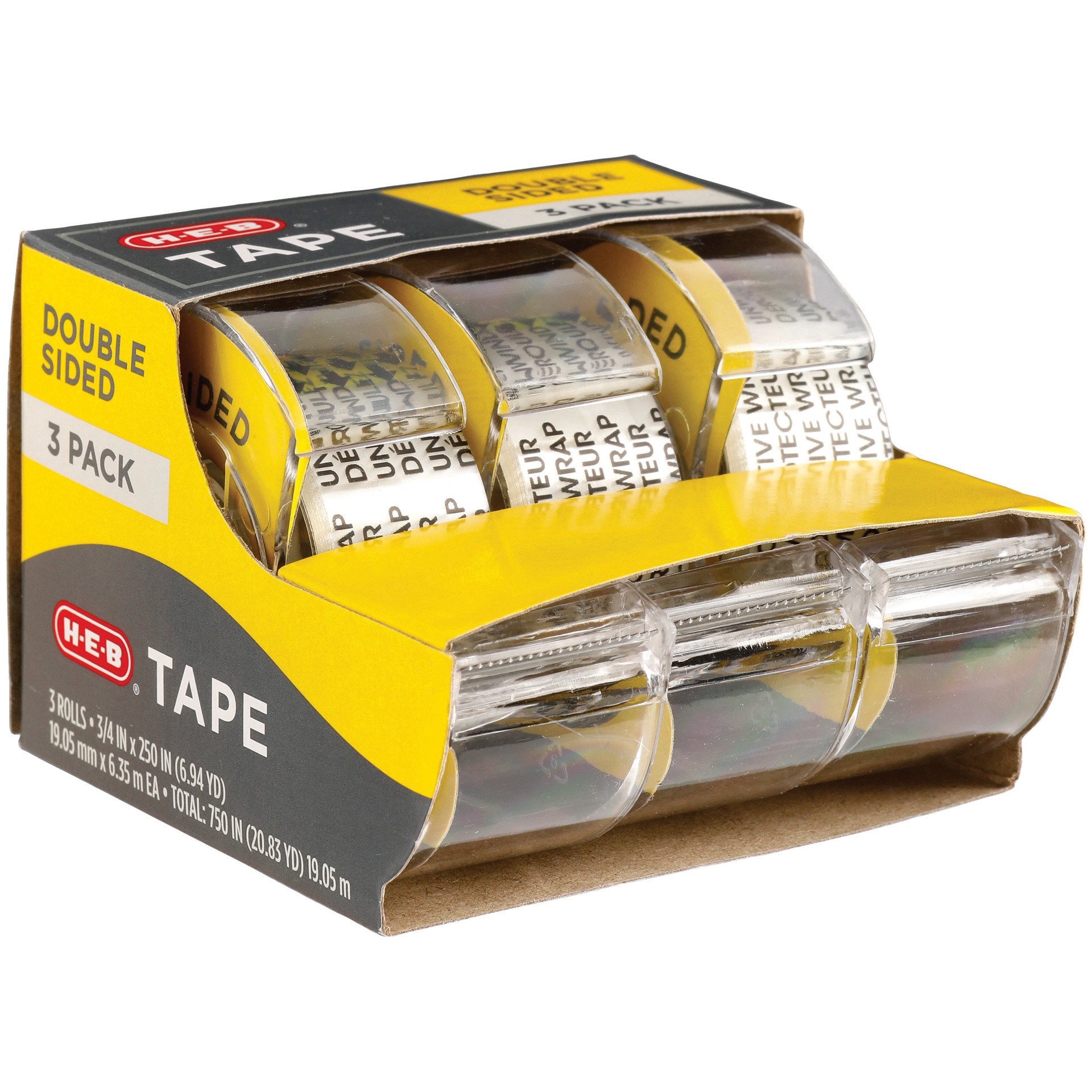 slide 1 of 1, H-E-B Double Sided Tape Set, 3 ct