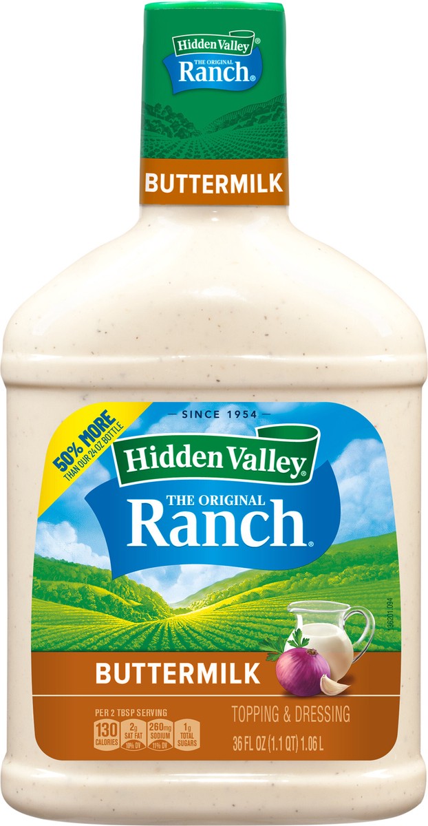 slide 6 of 9, Hidden Valley Buttermilk Ranch Salad Dressing & Topping, Gluten Free - 36 Ounce Bottle, 36 oz