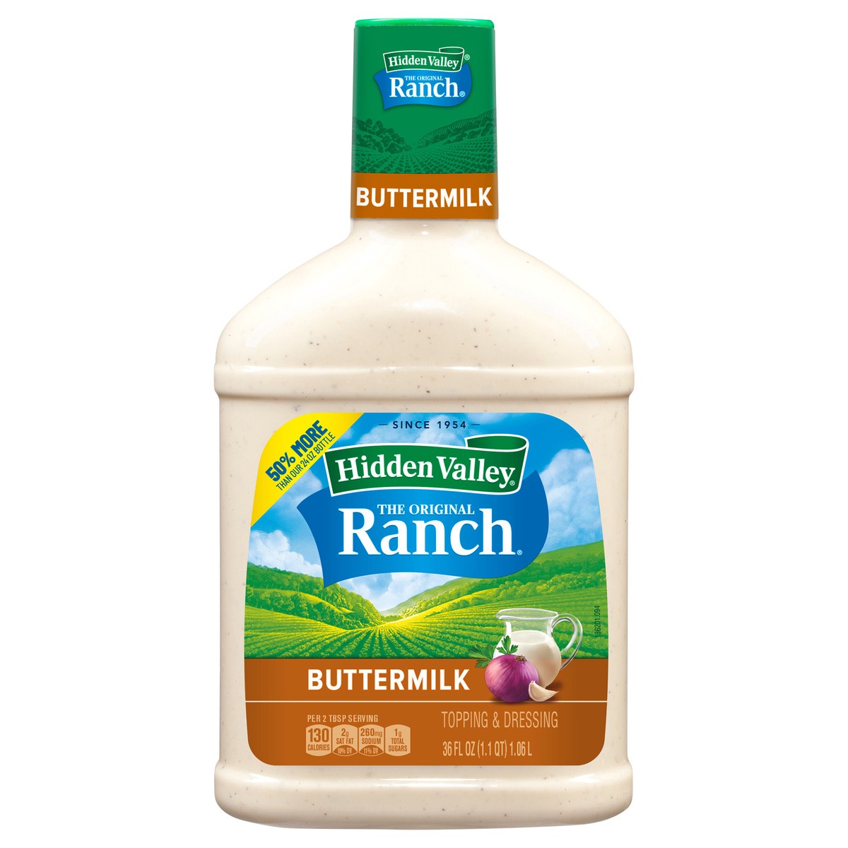 slide 1 of 9, Hidden Valley Buttermilk Ranch Salad Dressing & Topping, Gluten Free - 36 Ounce Bottle, 36 oz