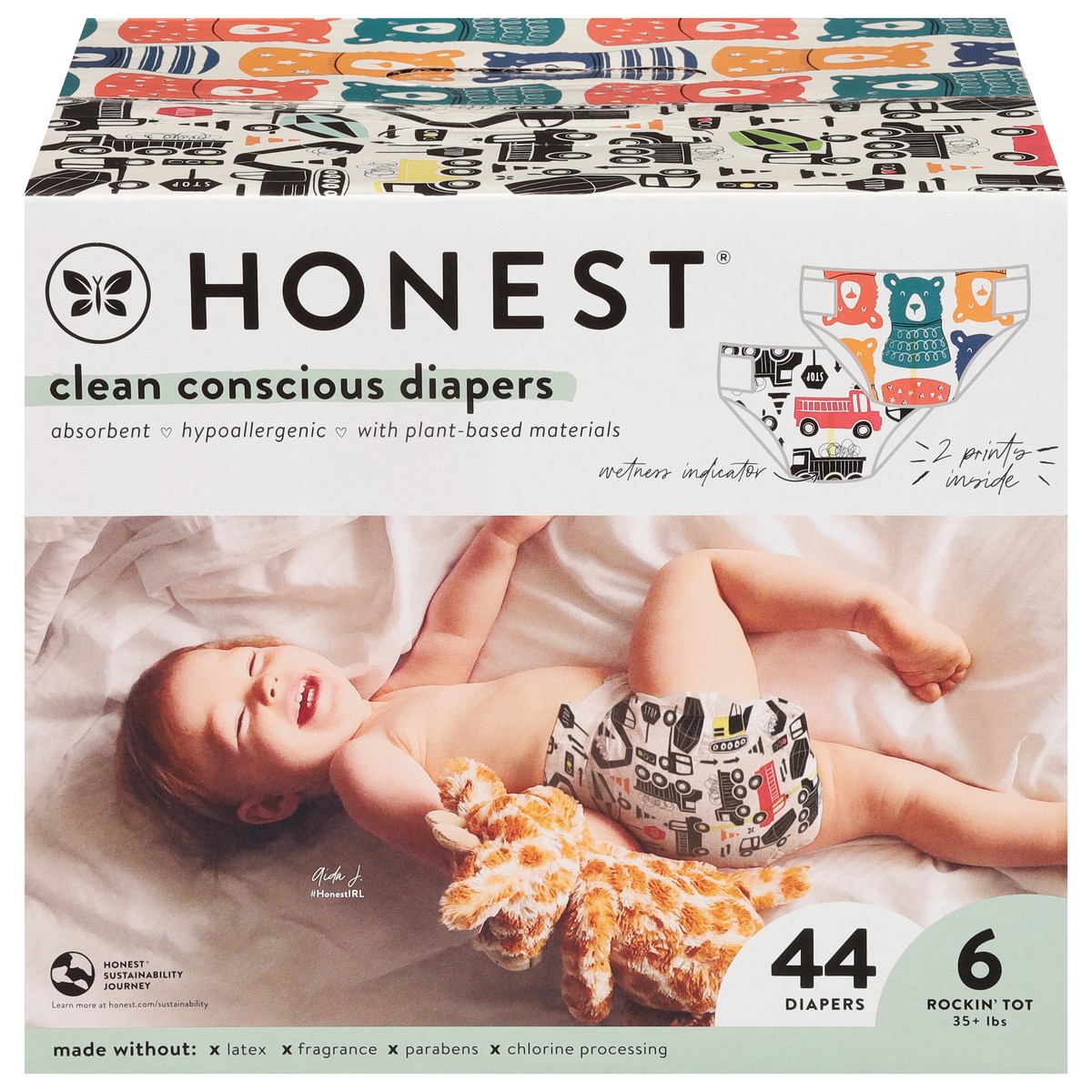 slide 1 of 9, The Honest Company Honest Club Box Boy Trex Breakfast Size 6, 44 ct