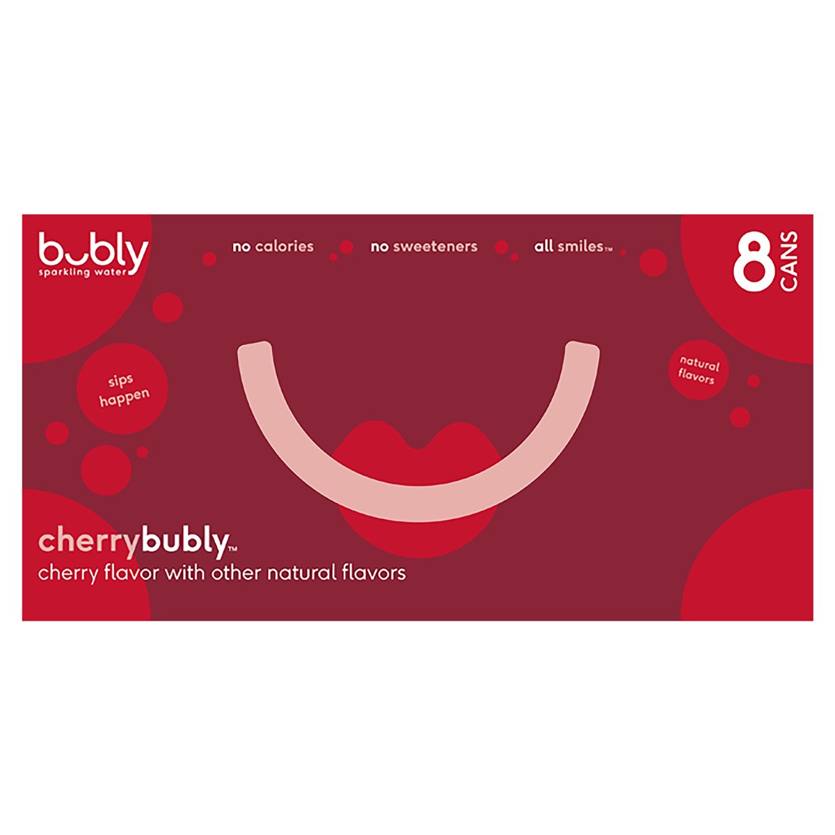 slide 1 of 3, bubly Sparkling Water Cherry 12 Fl Oz 8 Count Cans, 96 oz