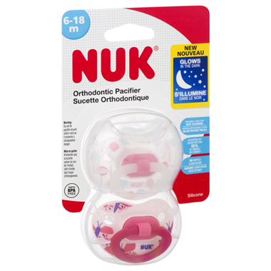 slide 1 of 1, NUK Pacifier Orthodontic Silicone 6-18 m, 2 ct