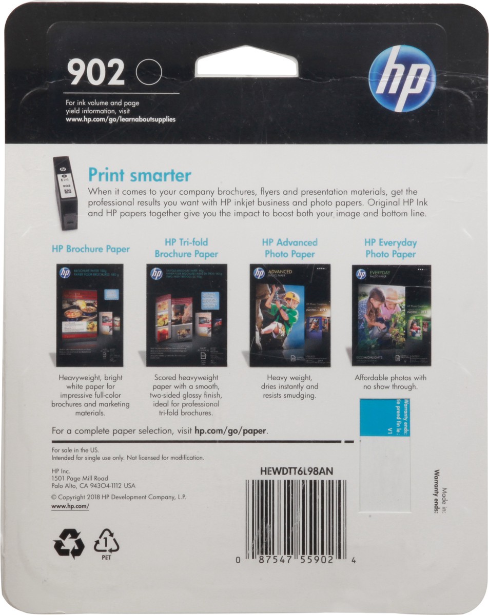 slide 3 of 9, HP Black 902 Original Ink Cartridge 1 ea, 1 ct