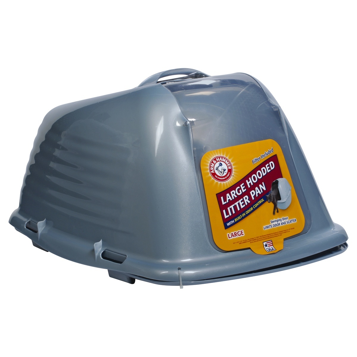 slide 1 of 4, ARM & HAMMER Large Blue Hooded Litter Pan, 1 ct