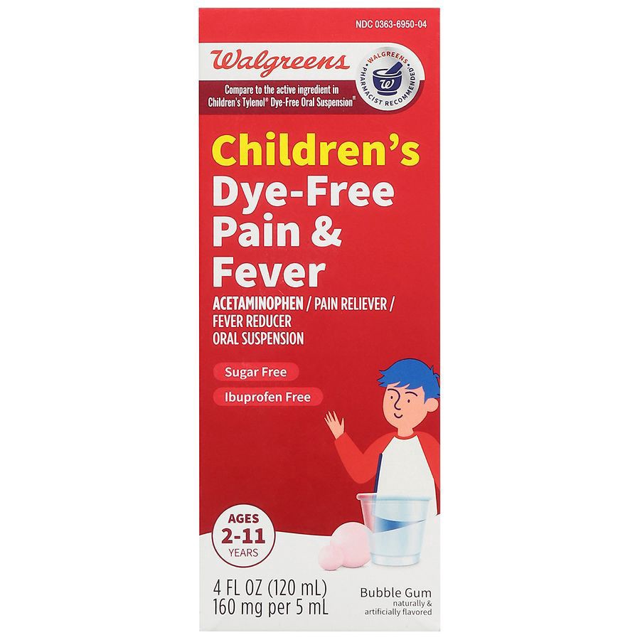 slide 1 of 5, Walgreens Children's Pain Reliever Dye Free Bubble Gum, 4 fl oz
