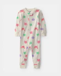 Carters Baby Girl Sea Critters 100% Cotton 1-Piece Pajama - Cream Cream 12M