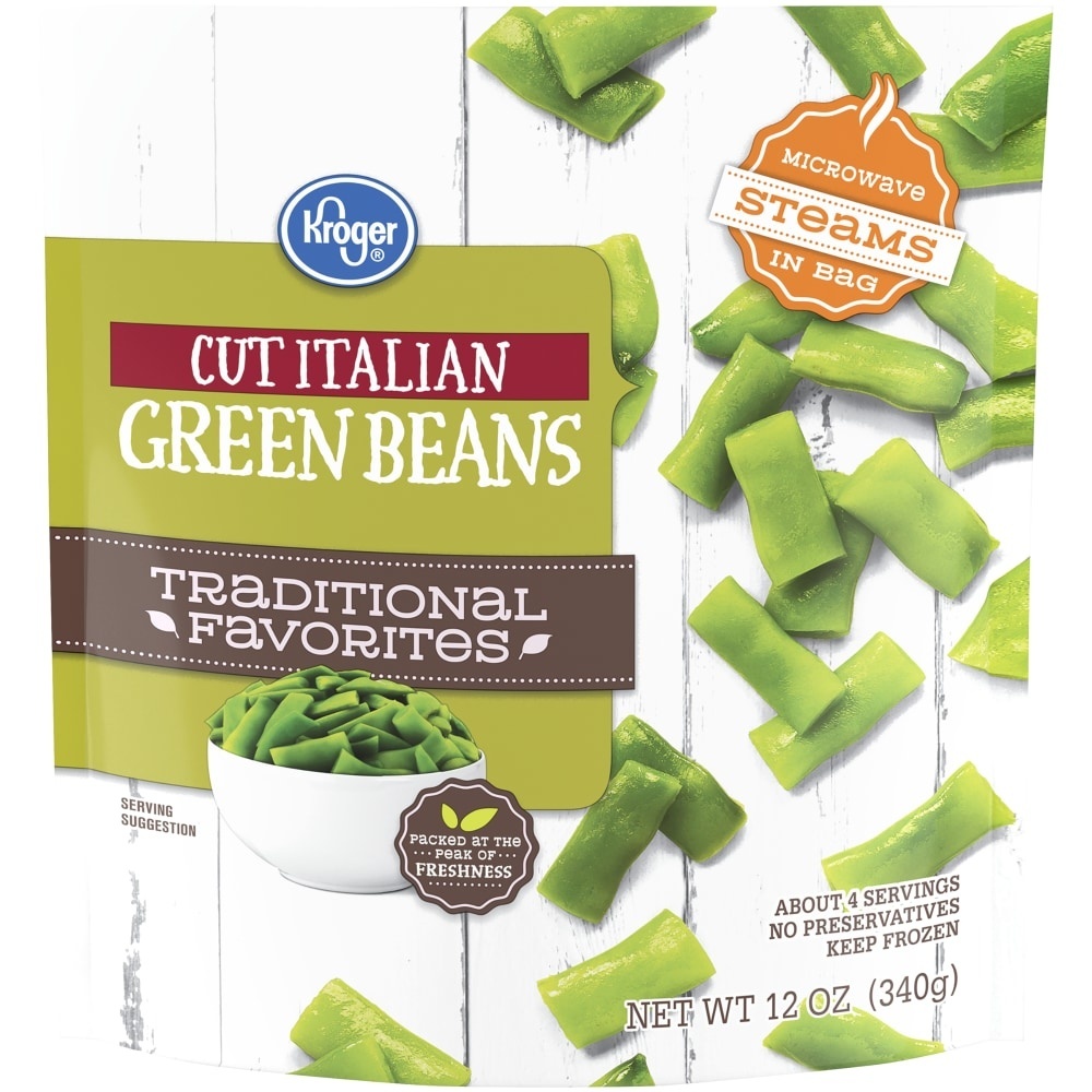 slide 1 of 1, Kroger Cut Italian Green Beans, 12 oz
