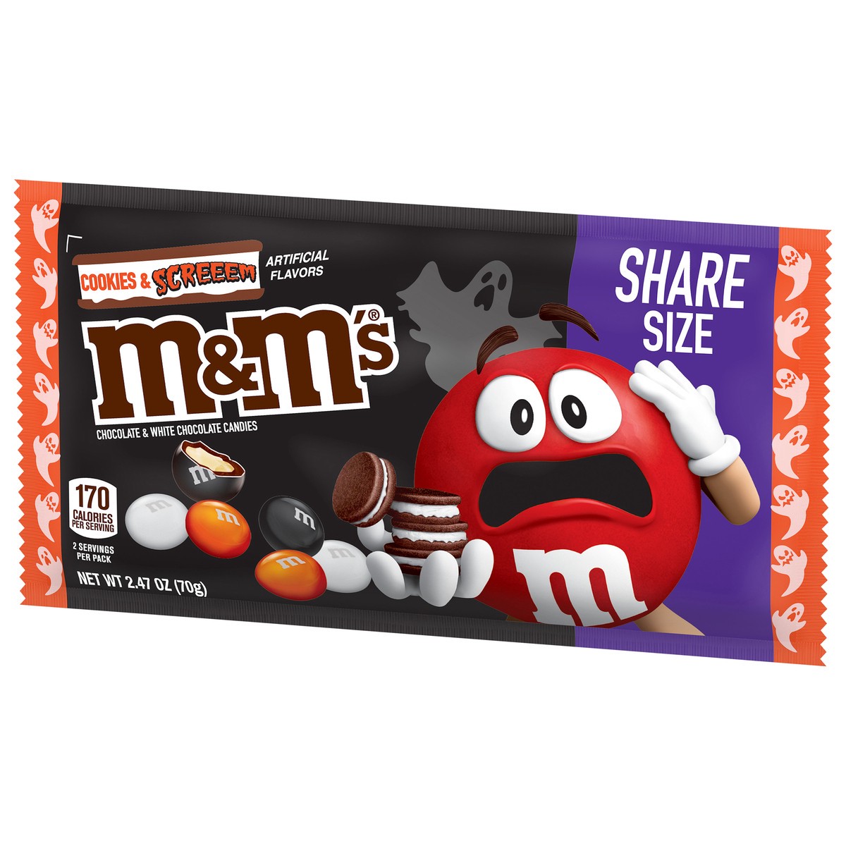 slide 5 of 9, M&M's Cookies & Screem Chocolate Halloween Candy Share Size Bag, 2.47oz, 2.47 oz