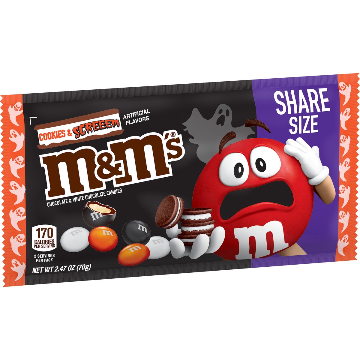 slide 8 of 9, M&M's Cookies & Screem Chocolate Halloween Candy Share Size Bag, 2.47oz, 2.47 oz
