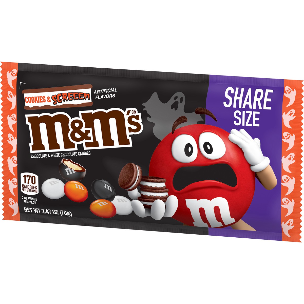 slide 7 of 9, M&M's Cookies & Screem Chocolate Halloween Candy Share Size Bag, 2.47oz, 2.47 oz