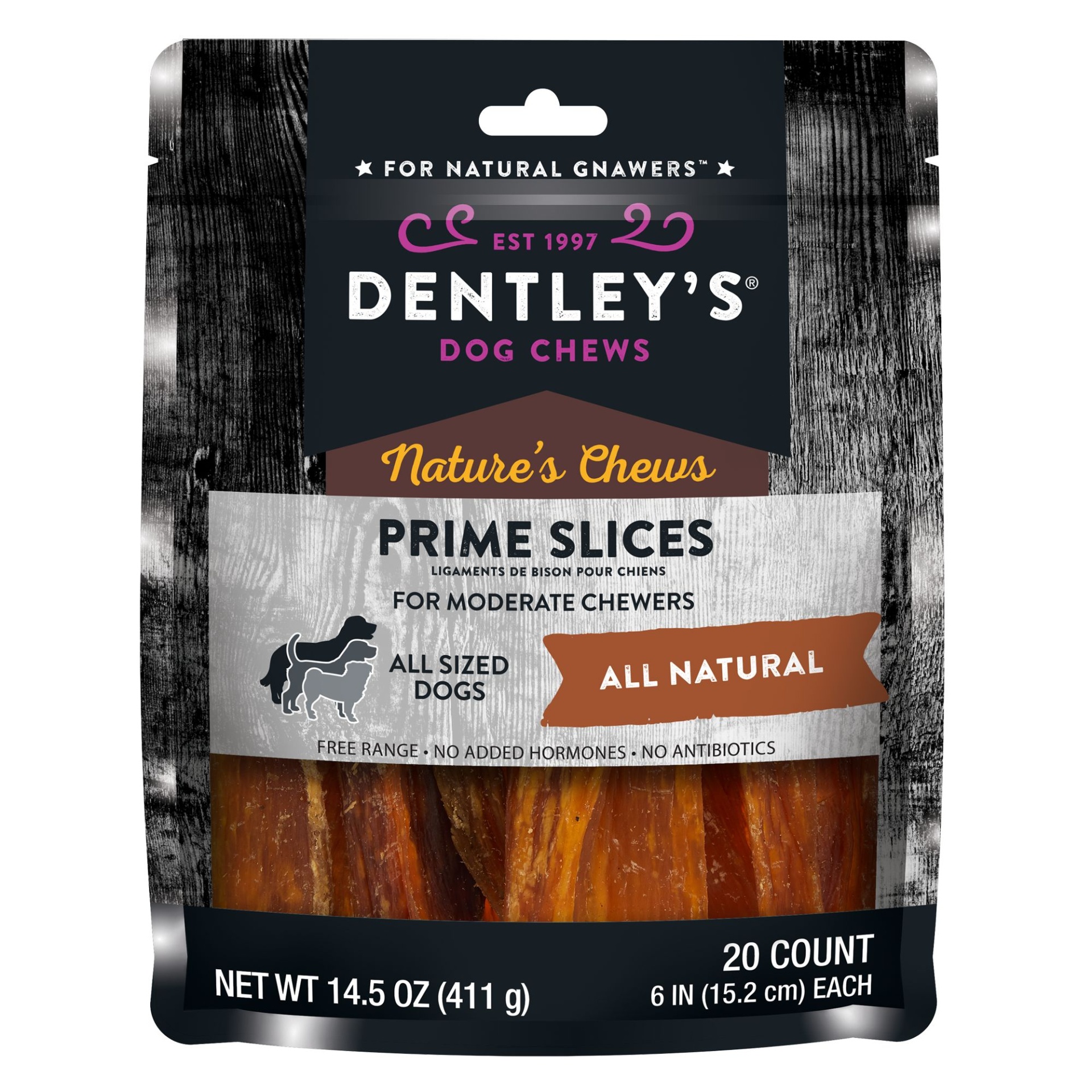 slide 1 of 1, Dentley's Nature's Chews Prime Slices Dog Chew - 20 Count, 20 ct