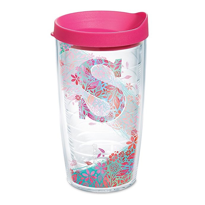 slide 1 of 1, Tervis Botanical Initial S'' Wrap Tumbler with Lid'', 16 oz