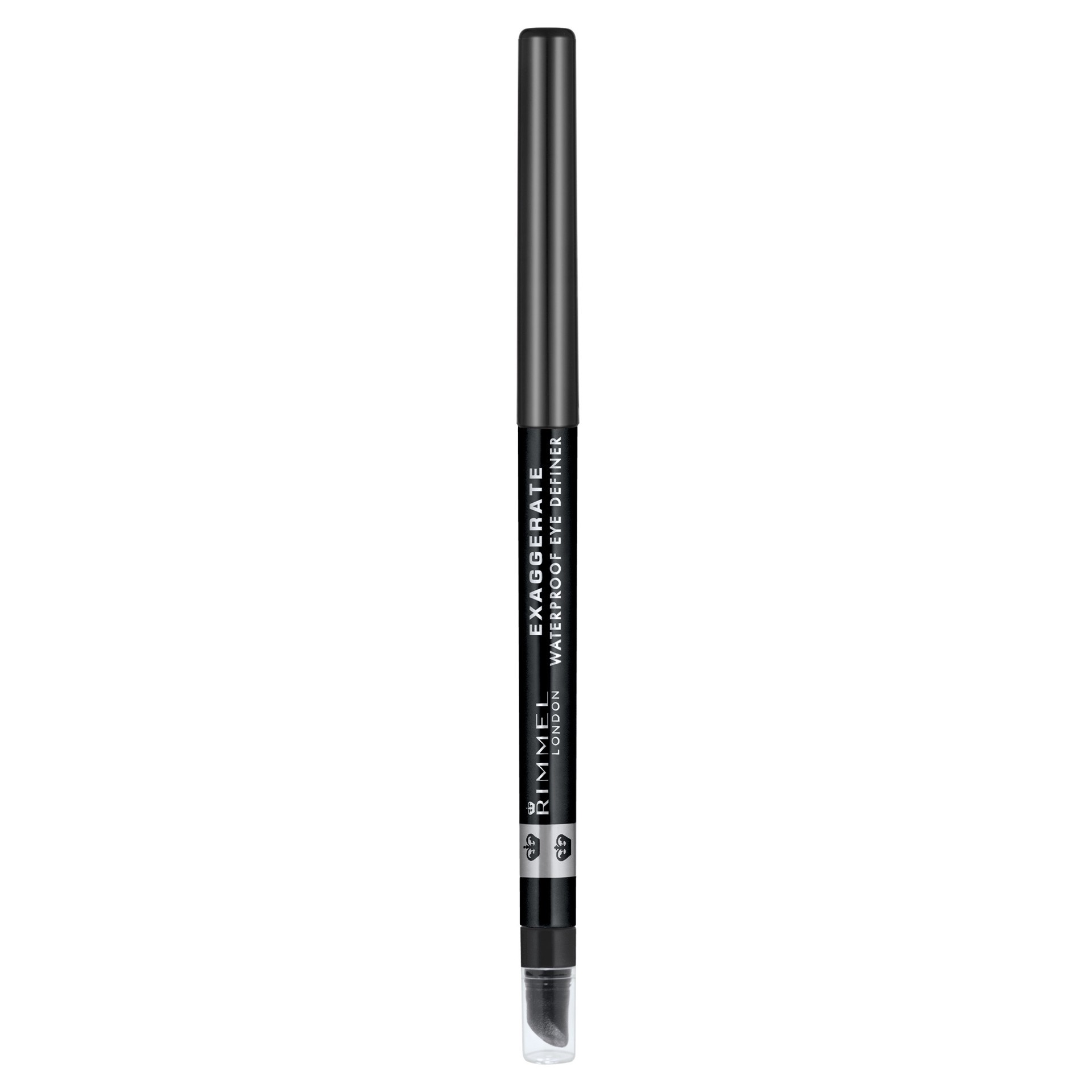 slide 1 of 1, COTY RIMMEL LONDON Rimmel London Exaggerate Waterproof Eye Definer Eyeliner, Highly Pigmented, Long-Wearing, Built-In Smudger, 261, Noir, 0.01oz, 0.28 g
