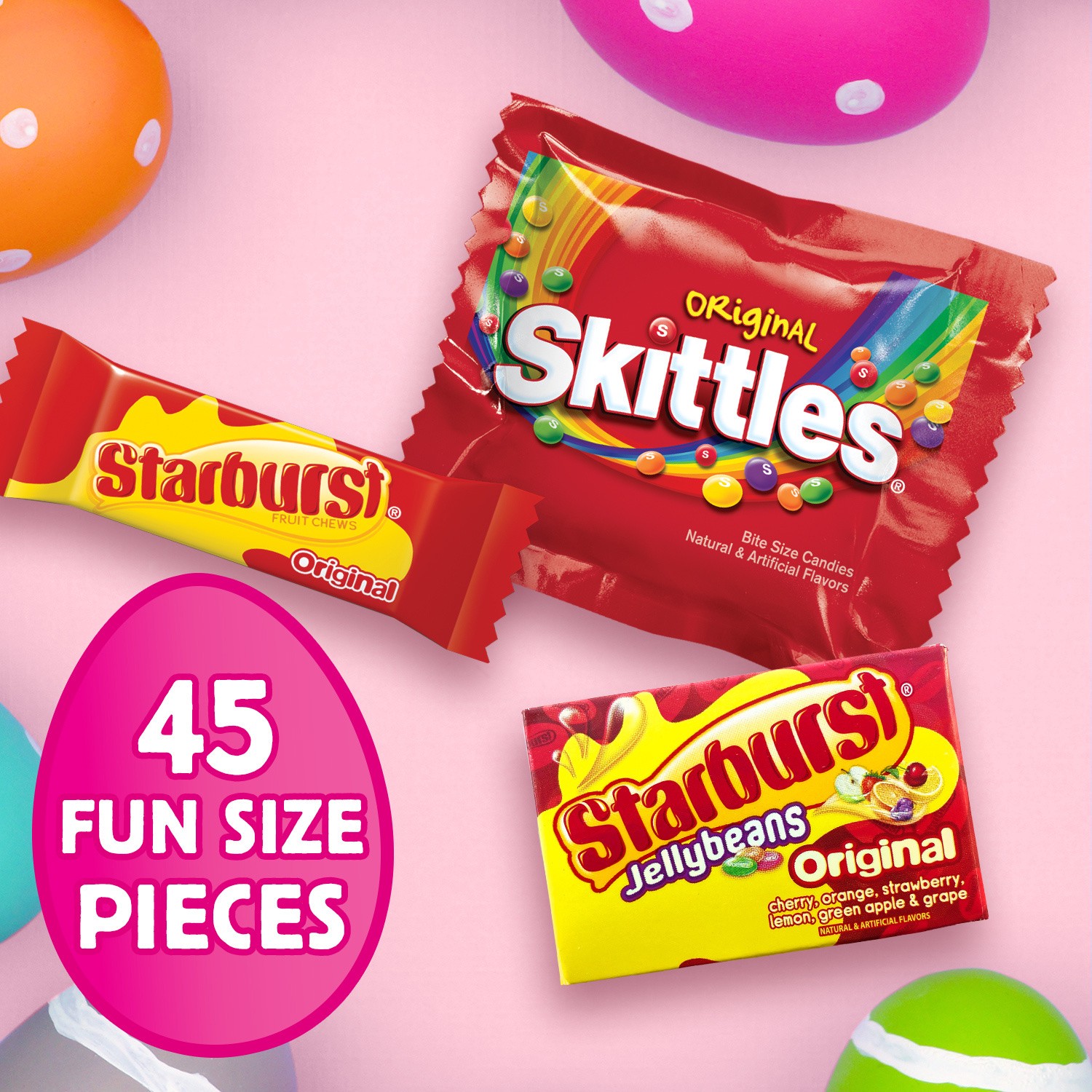 slide 5 of 5, Assorted STARBURST Jellybeans, SKITTLES & STARBURST Easter Candy Bag, 45 Pieces, 20.4 oz., 20.40 oz