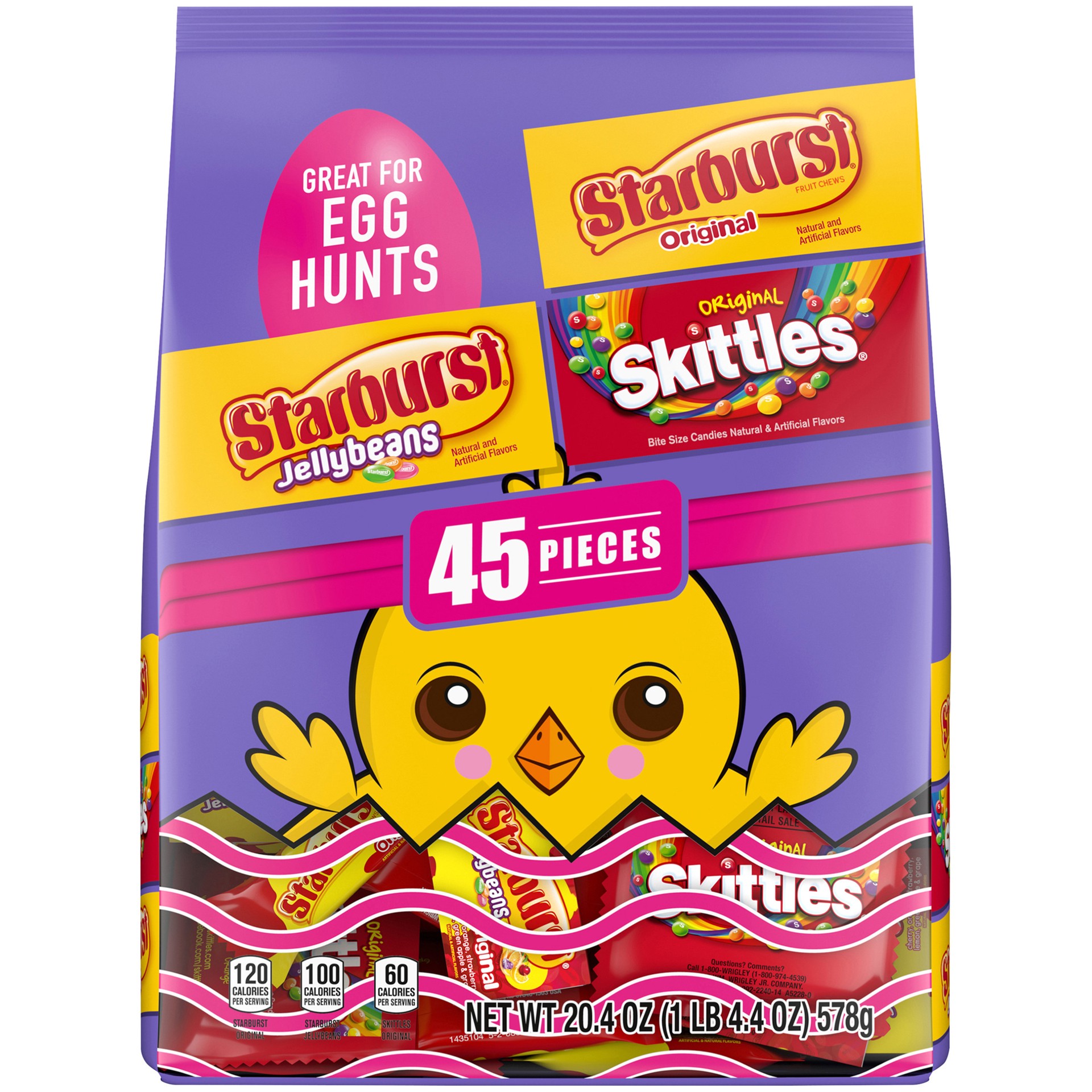 slide 1 of 5, Assorted STARBURST Jellybeans, SKITTLES & STARBURST Easter Candy Bag, 45 Pieces, 20.4 oz., 20.40 oz