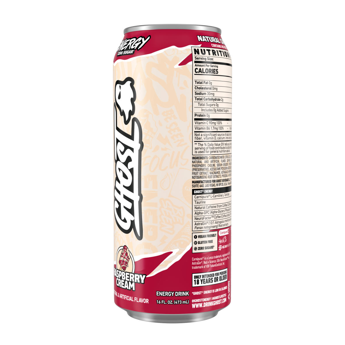 slide 3 of 4, Ghost Raspberry Cream Energy Drink, 16 oz