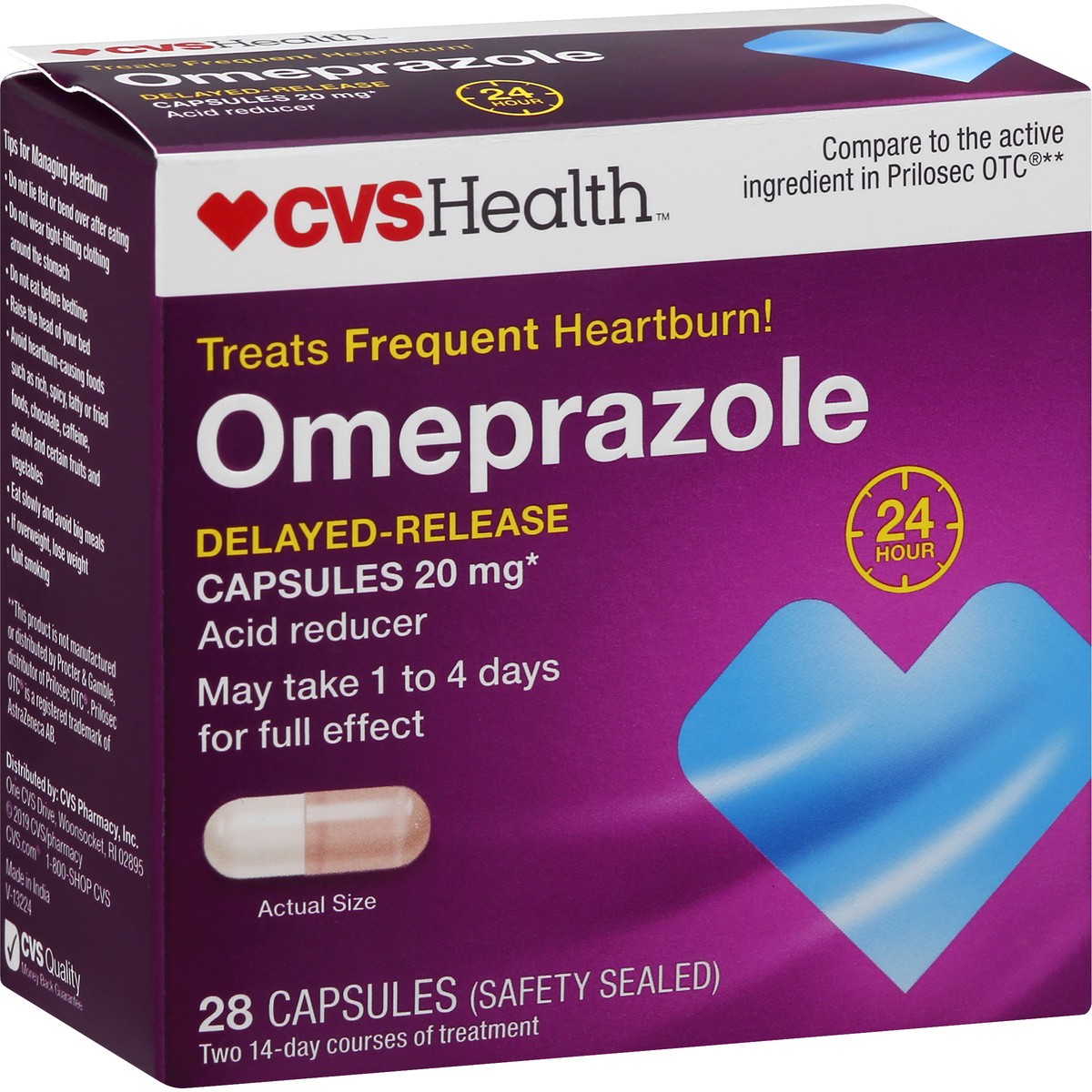 slide 11 of 11, CVS Health Omeprazole Acid Reducer 20 Mg Delayed-Release Capsules, 28ct, 28 ct