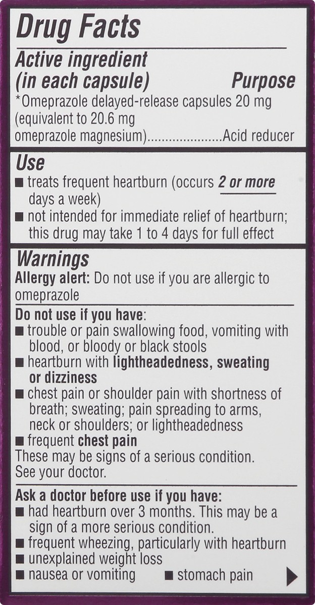 slide 9 of 11, CVS Health Omeprazole Acid Reducer 20 Mg Delayed-Release Capsules, 28ct, 28 ct