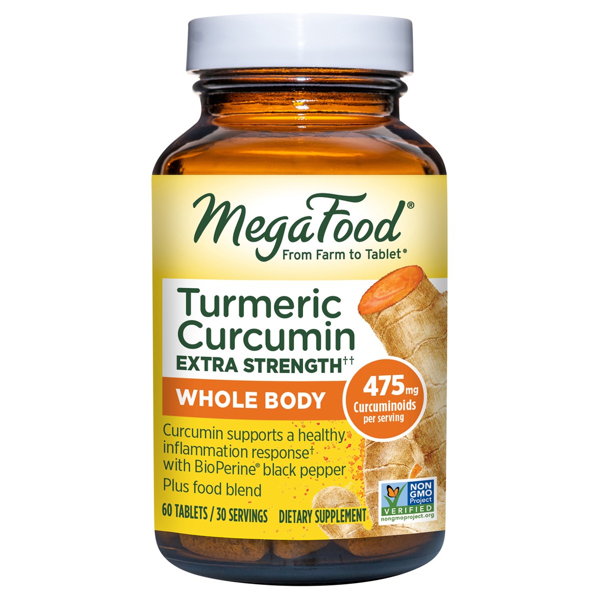 slide 3 of 8, MegaFood Turmeric Curcumin Extra Strength† - Whole Body, 60 Ct, 60 ct