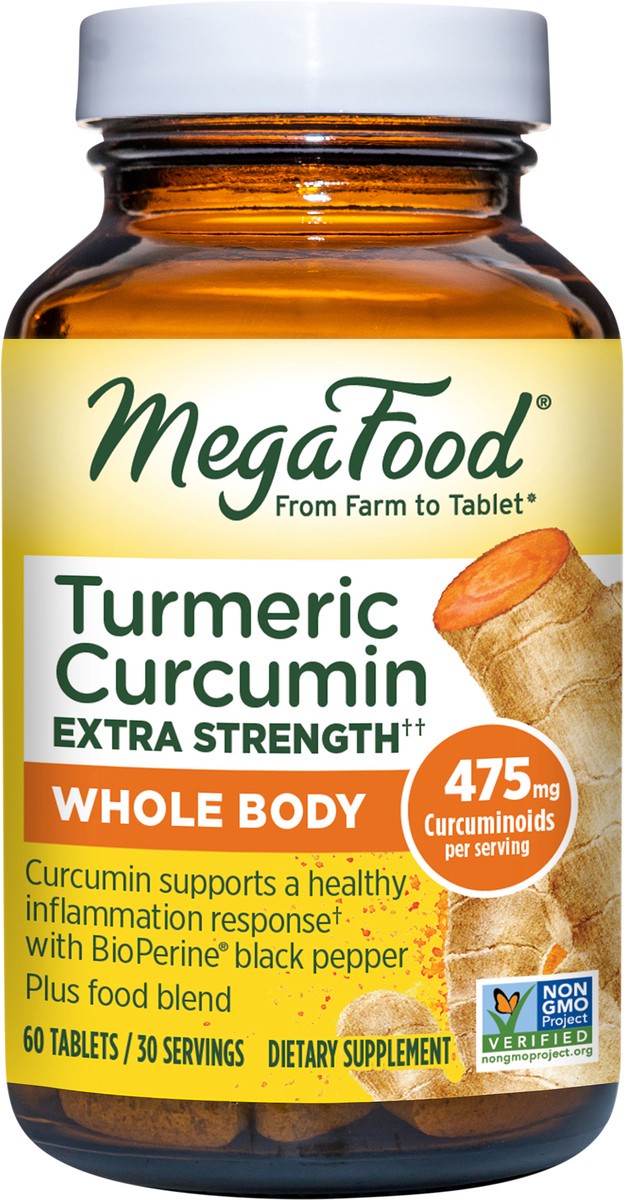 slide 5 of 8, MegaFood Turmeric Curcumin Extra Strength† - Whole Body, 60 Ct, 60 ct