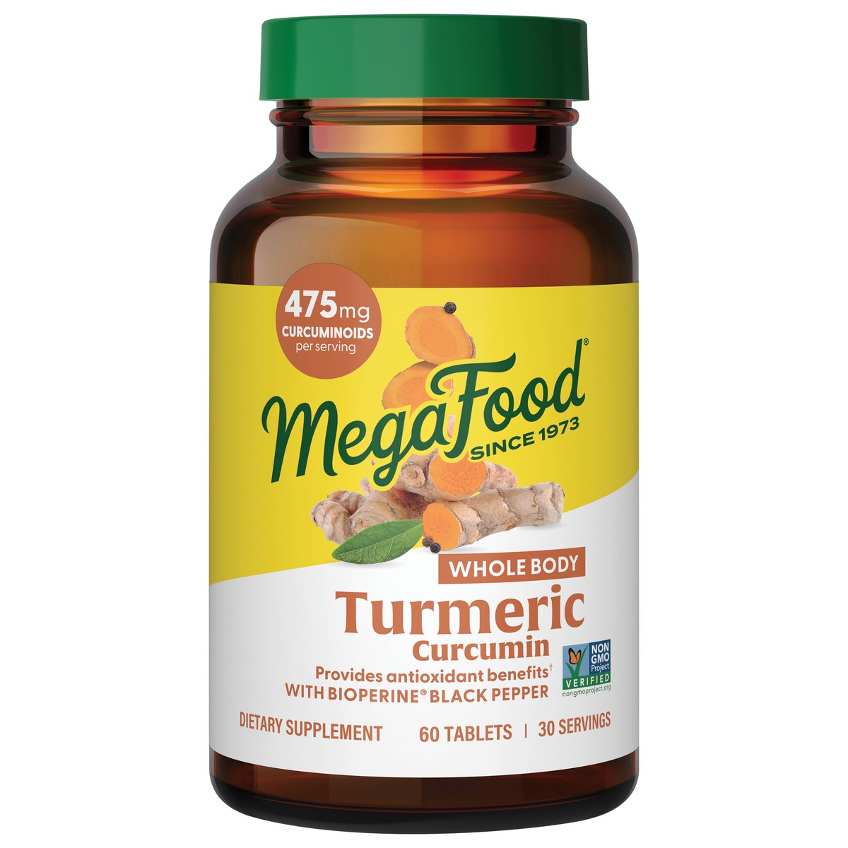 slide 1 of 8, MegaFood Turmeric Curcumin Extra Strength† - Whole Body, 60 Ct, 60 ct