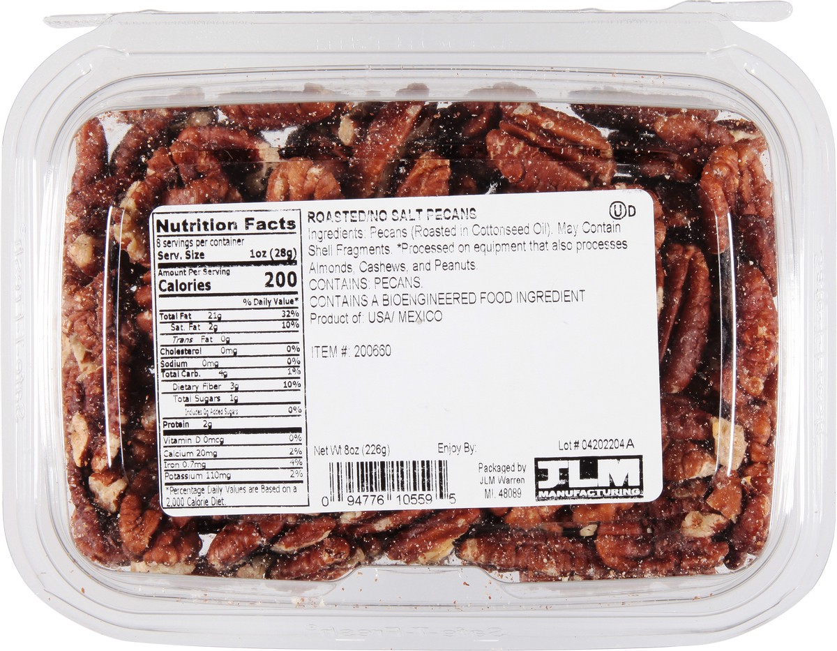 slide 2 of 13, JLM Manufacturing Roasted/No Salt Pecan 8 oz, 8 oz