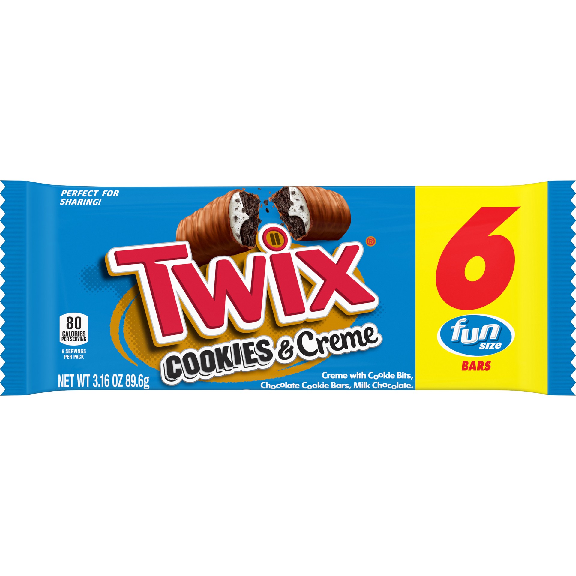 slide 1 of 5, TWIX Cookies & Creme Chocolate Cookie Bar Candy, 6 Fun Size Bars, 3.16 oz. Pack, 3.16 oz