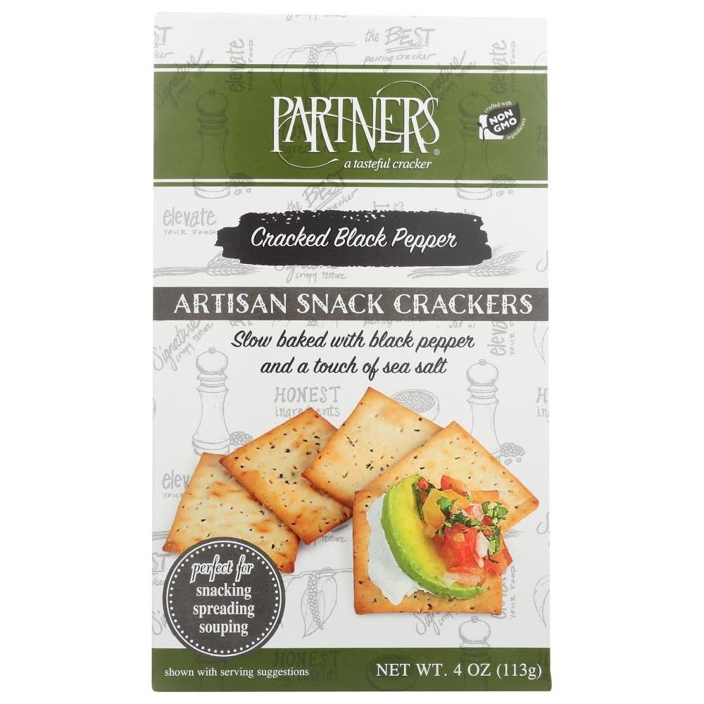 slide 1 of 1, Partners Black Pepper Crackers - All Natural, 4 oz