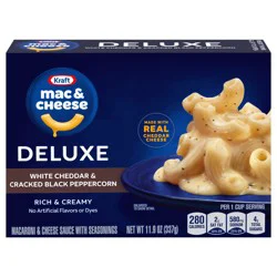 Kraft Deluxe Mac and Cheese, 1 Box, for Easy Dinner or Dinner Sides, White Cheddar and Cracked Black Peppercorn, No Artificial Flavors or Dyes, 11.9 oz