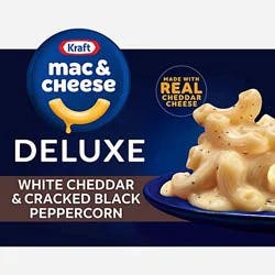 Kraft Deluxe Mac and Cheese, 1 Box, for Easy Dinner or Dinner Sides, White Cheddar and Cracked Black Peppercorn, No Artificial Flavors or Dyes, 11.9 oz