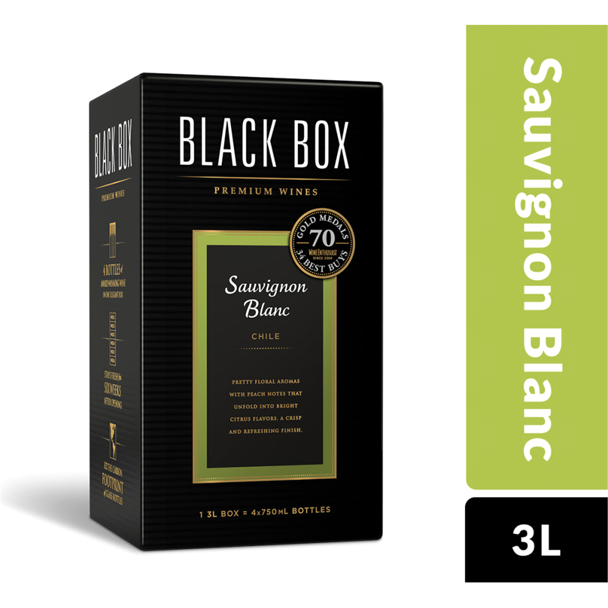 slide 1 of 3, Black Box Wine White Sauvignon Blanc, 3 liter