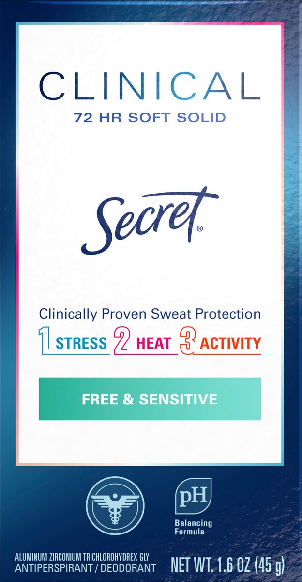 slide 4 of 8, Secret Clinical Strength Soft Solid Antiperspirant and Deodorant - Free & Sensitive - 1.6oz, 1.6 oz