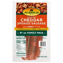 Eckrich Cheddar Skinless Smoked Sausage, 39 oz