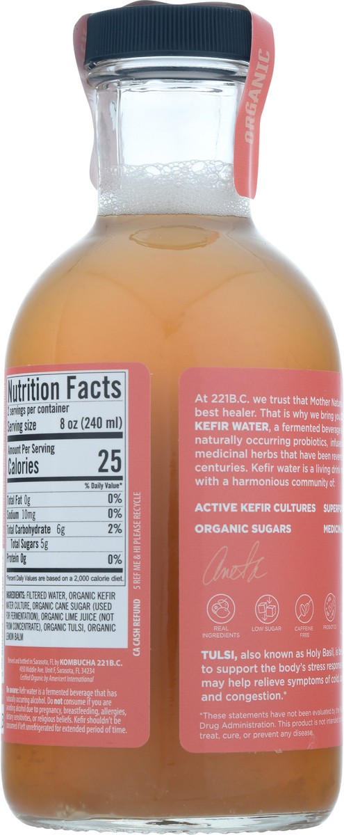slide 3 of 13, 221 B.C. Water Kefir Tulsi Lemon Organic - 16 fl oz, 16 fl oz