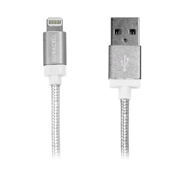 slide 1 of 1, Duracell Sync-And-Charge Fabric Cable, Usb-To-Lightning, 6', White, Le2201, 1 ct