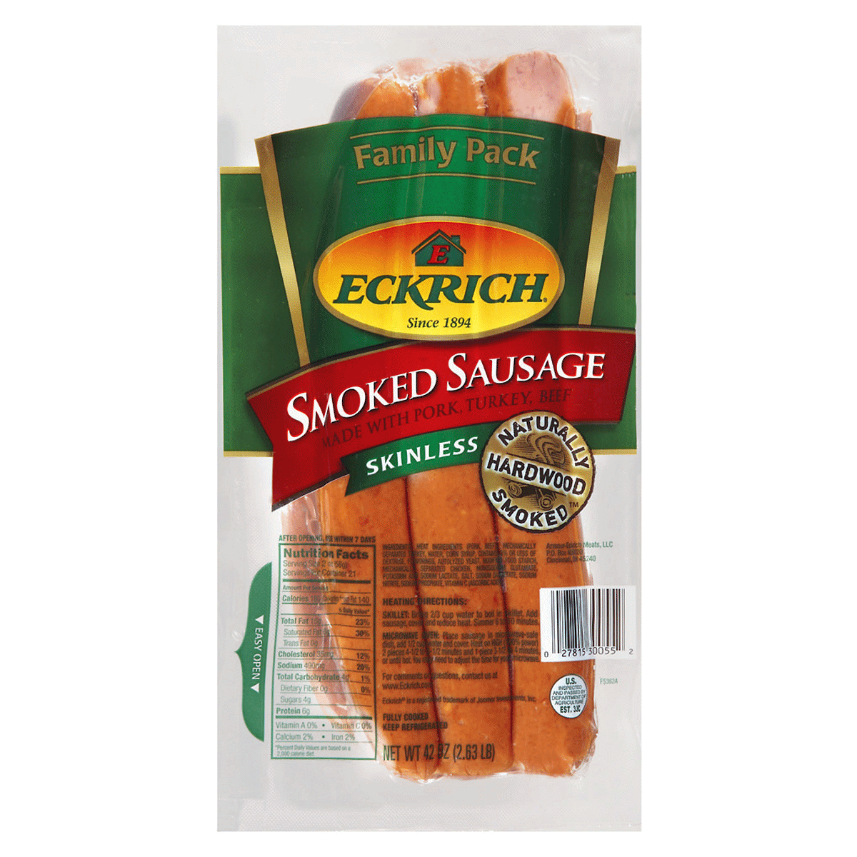 slide 1 of 7, Eckrich Smoked Sausage, 42 oz
