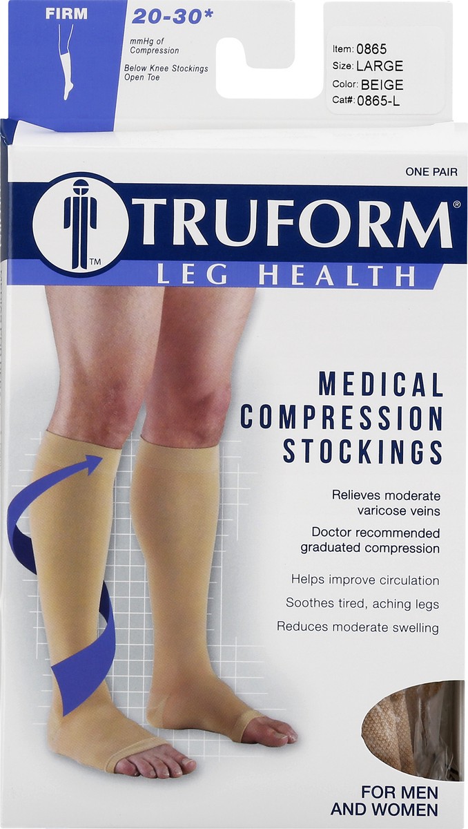 slide 2 of 11, TRUFORM Below Knee Open Toe Beige - Large, 1 Pair, 1 ct