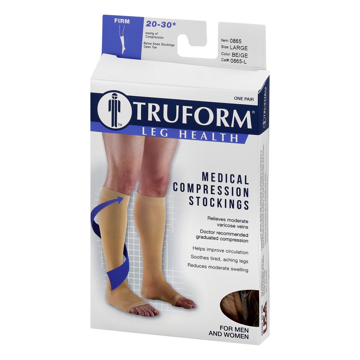 slide 10 of 11, TRUFORM Below Knee Open Toe Beige - Large, 1 Pair, 1 ct