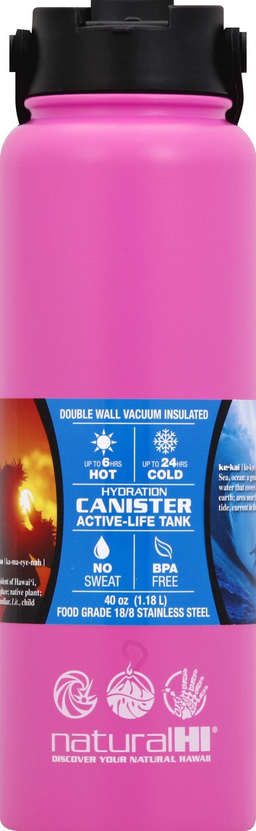 slide 2 of 2, NATURAL HI Flask S/S 40Oz Plumeria - Ea, 40 oz