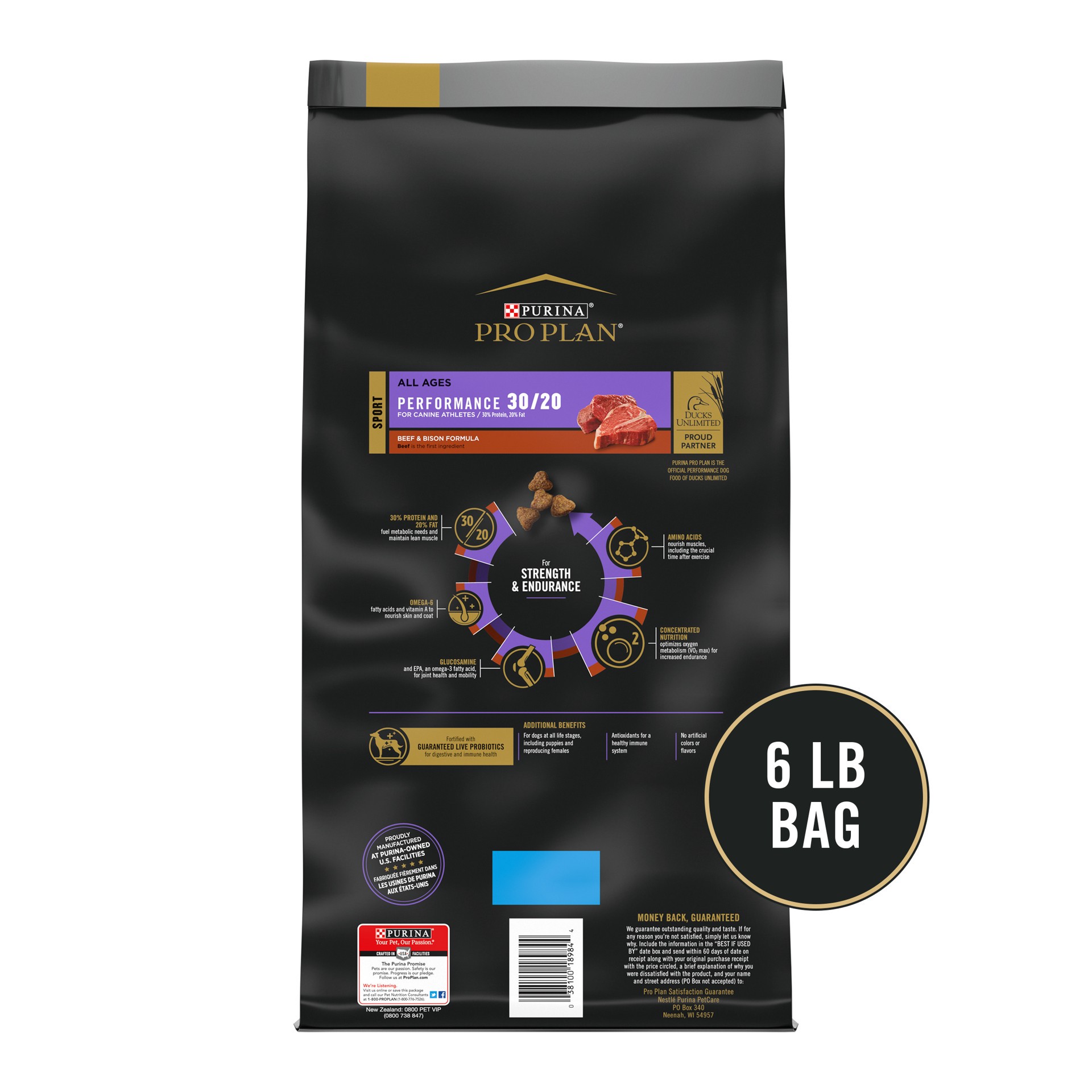 slide 9 of 9, Purina Pro Plan Sport Performance 30/20 Beef & Bison Formula Dry Dog Food, 6 lbs., 6 lb