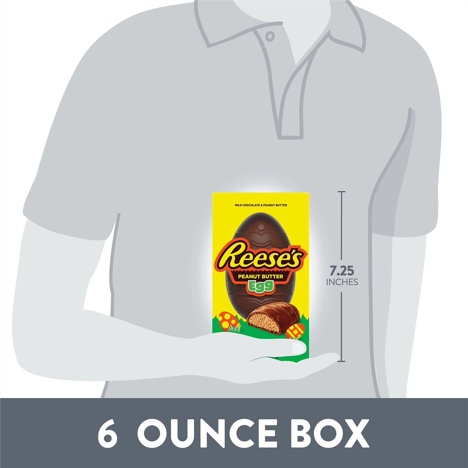 slide 8 of 8, REESE'S Milk Chocolate Peanut Butter Egg, Easter Candy Gift Box, 6 oz, 6 oz