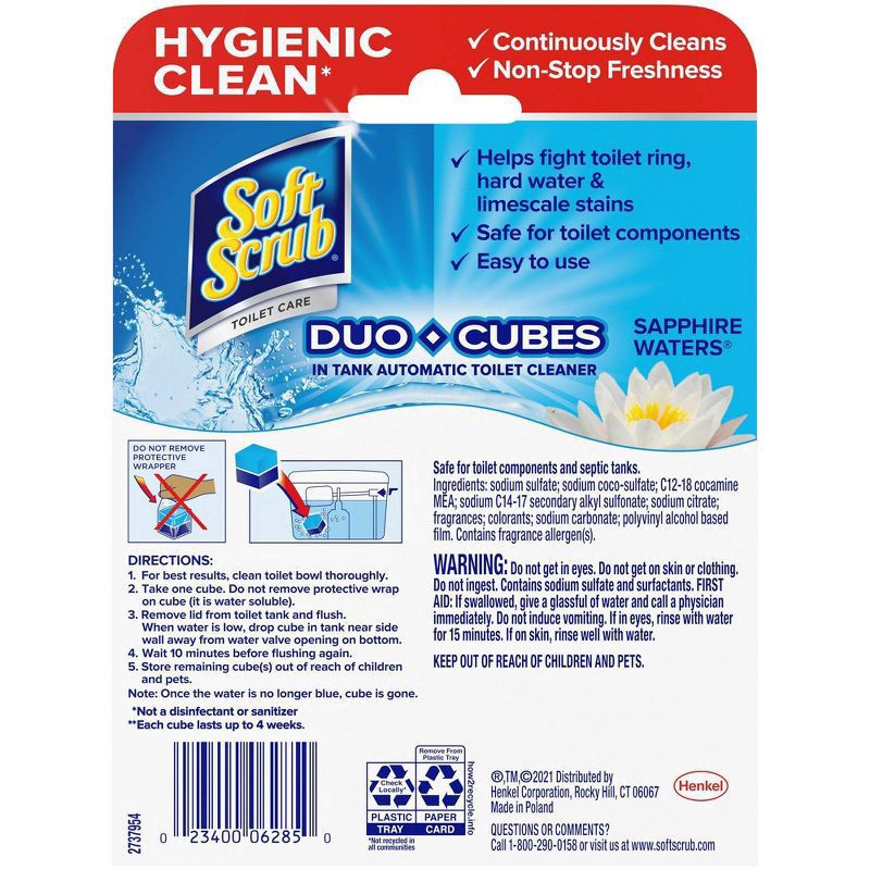 slide 3 of 4, Soft Scrub Duo-Cubes Sapphire Waters In Tank Automatic Toilet Cleaner 2 ea, 2 ct