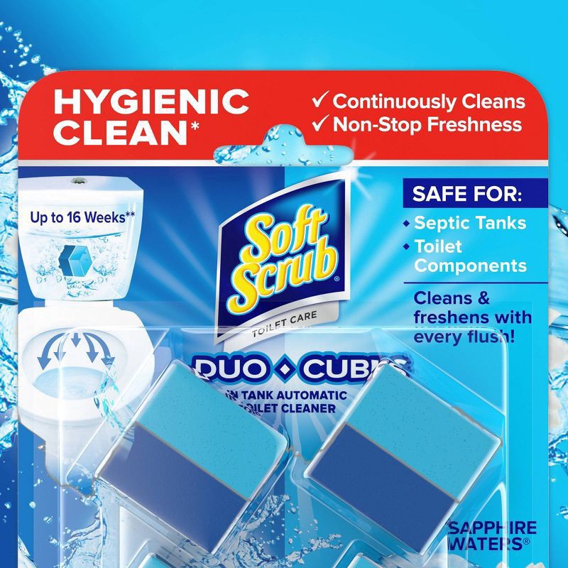 slide 2 of 4, Soft Scrub Duo-Cubes Sapphire Waters In Tank Automatic Toilet Cleaner 2 ea, 2 ct