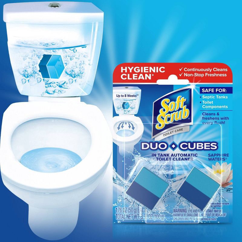 slide 4 of 4, Soft Scrub Duo-Cubes Sapphire Waters In Tank Automatic Toilet Cleaner 2 ea, 2 ct