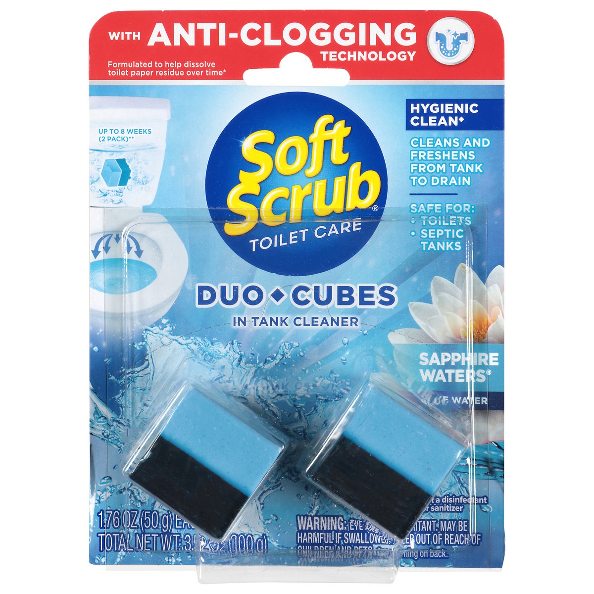 slide 1 of 4, Soft Scrub Duo-Cubes In-Tank Automatic Sapphire Waters Toilet Cleaner - 2 x 1.76 oz Cubes, 2 ct
