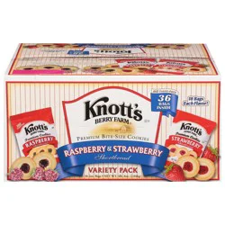 Knott's Berry Farm Raspberry & Strawberry Shortbread Premium Bite-Size Cookies Variety Pack 36 - 2 oz Bags