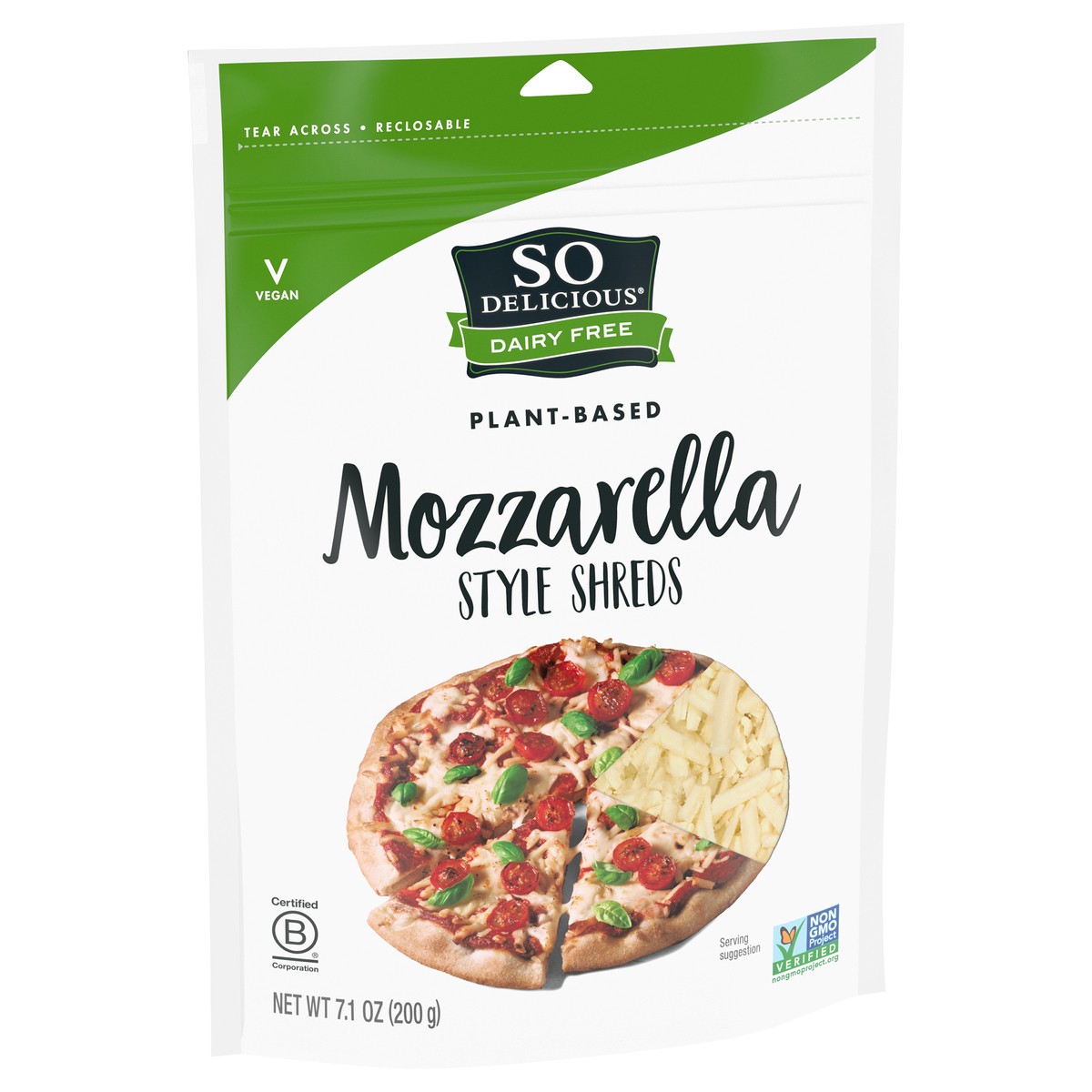 slide 4 of 9, So Delicious Dairy Free Mozzarella Style Shreds, 7.1 oz. Bag, Vegan, Shredded Cheese Alternative, Non-GMO Project Verified, 7.1 oz