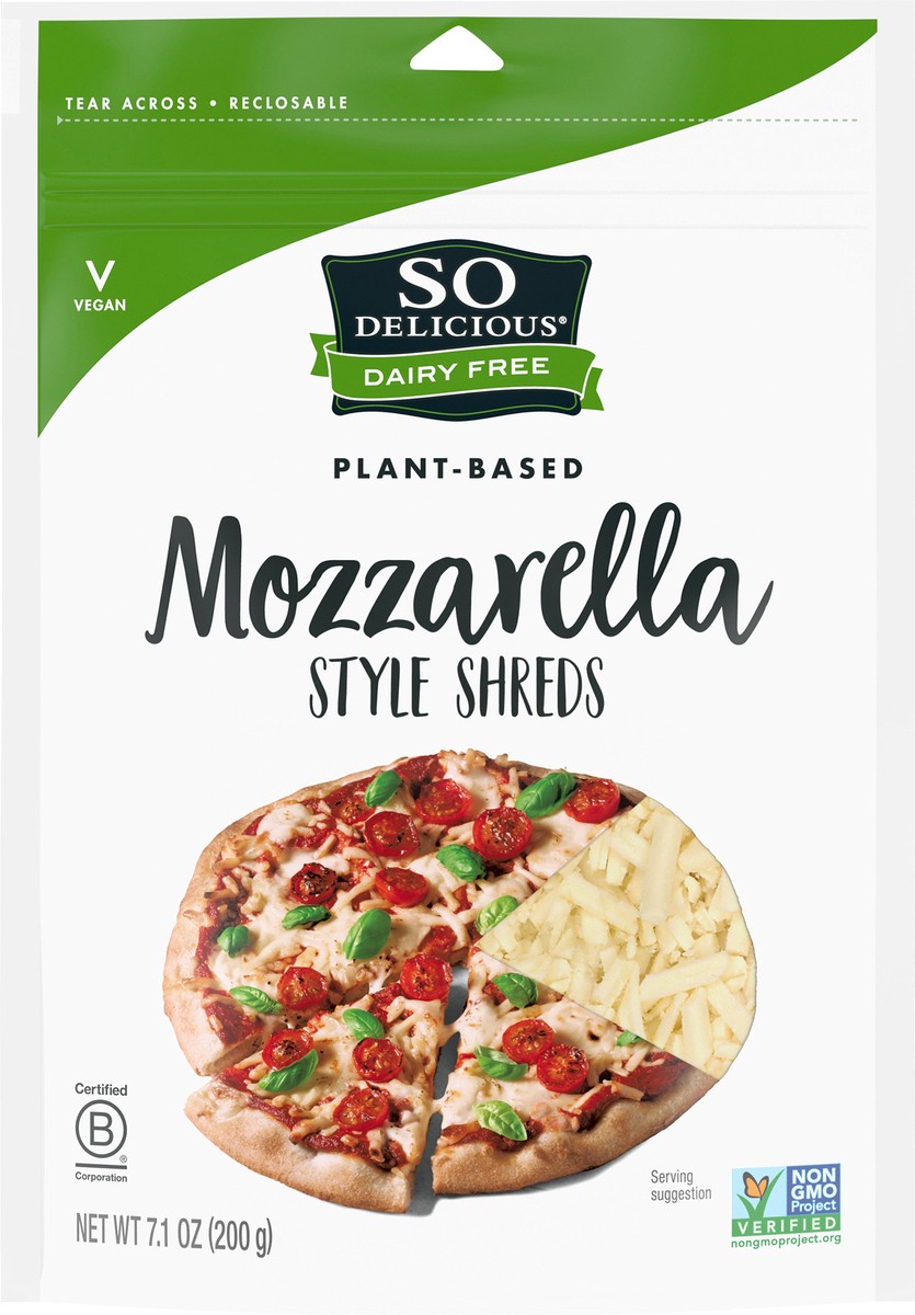 slide 5 of 9, So Delicious Dairy Free Mozzarella Style Shreds, 7.1 oz. Bag, Vegan, Shredded Cheese Alternative, Non-GMO Project Verified, 7.1 oz