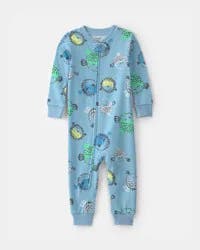 Carters Baby Boy Pufferfish 100% Cotton 2-Way Zip 1-Piece Pajama - Blue Blue 18M