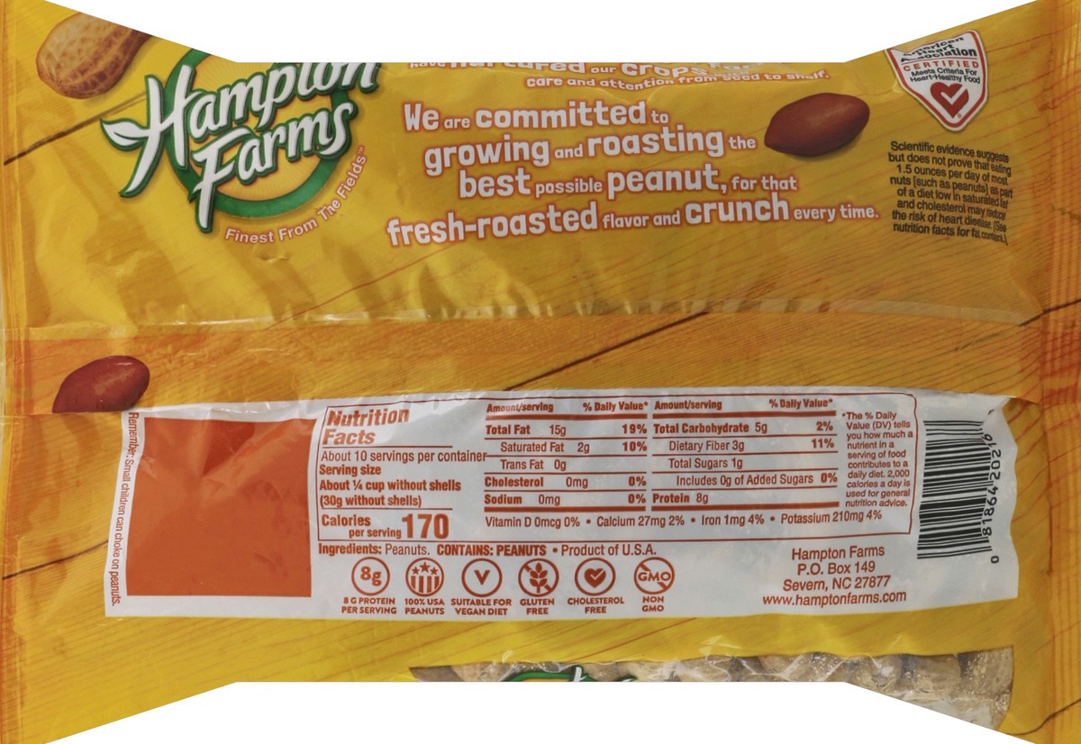 slide 5 of 6, Hampton Farms Roasted Unsalted Peanuts 1 lb, 1 lb